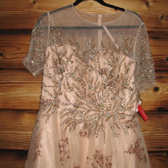 Mac Duggal 79317 Illusion Cap Sleeve A Line Gown Dress  10 - Picture 8 of 16